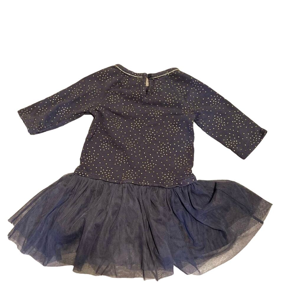 Osh Kosh Silver Dress Gray with Gold Stars and a Tulle Skirt
